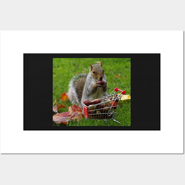 squirrel with shopping cart Wall Art by Simon-dell